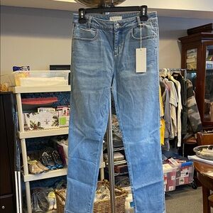 M. Martin Denim Slim Slouch Jean Medium Blue Size 25 Straight Leg High Rise NWT